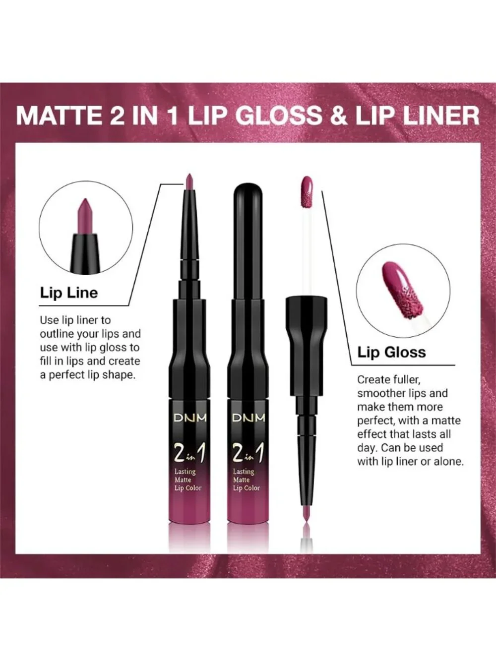 37#-Rose 2-in-1 Waterproof Long Lasting Double-Ended Matte Liquid Lipstick